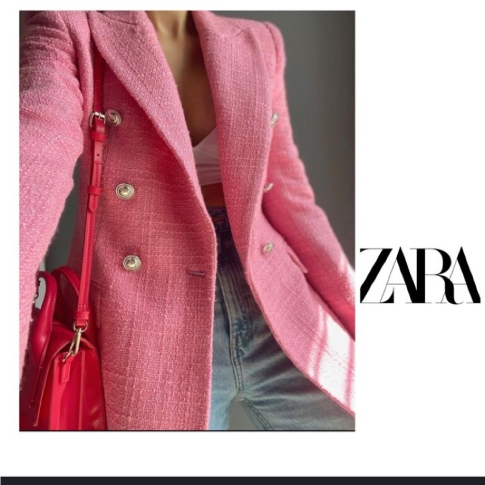 Zara pink double breasted blazer